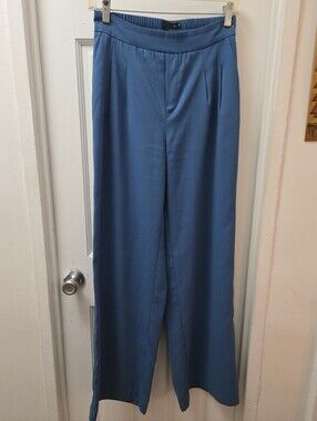 Tiffosi Blue Wide Leg High Waisted Trousers Pants Small Workwear Minimalist